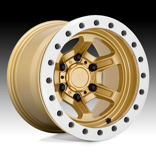 Black Rhino Offshoot Beadlock Gloss Gold Custom Truck Wheels 1